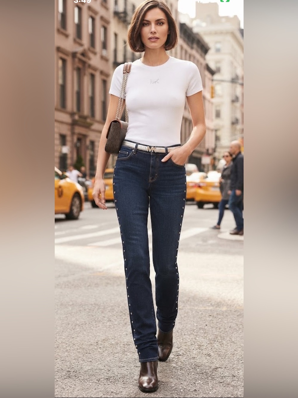 NWOT Vintage Michael Michael Kors side MK logo hardware blue jeans Y2K